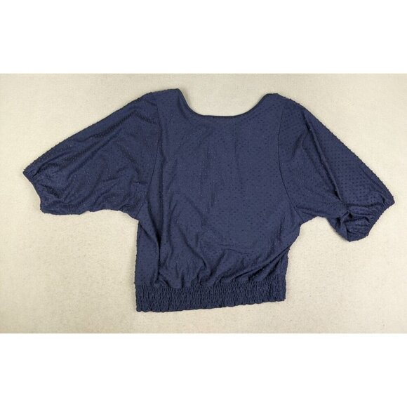 W5 Women's Top Size Medium Purple Stretch Knit Short Sleeve Bohemian - Picture 8 of 9